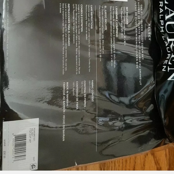 Ralph Lauren Kelsey Full Queen duvet set and Euro shams 5 piece MSRP $500 - Picture 7 of 11